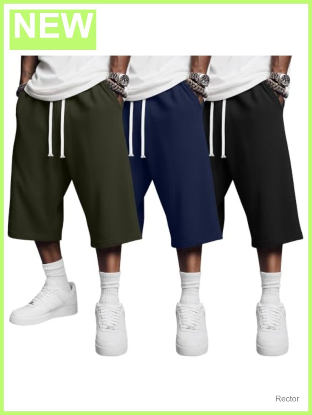 Men's Capri Shorts 3 Pack Baggy Sweatpants Athletic Lounge